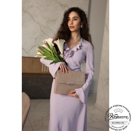 Женская сумка из кожи и замши "Мишель" (бежевая)